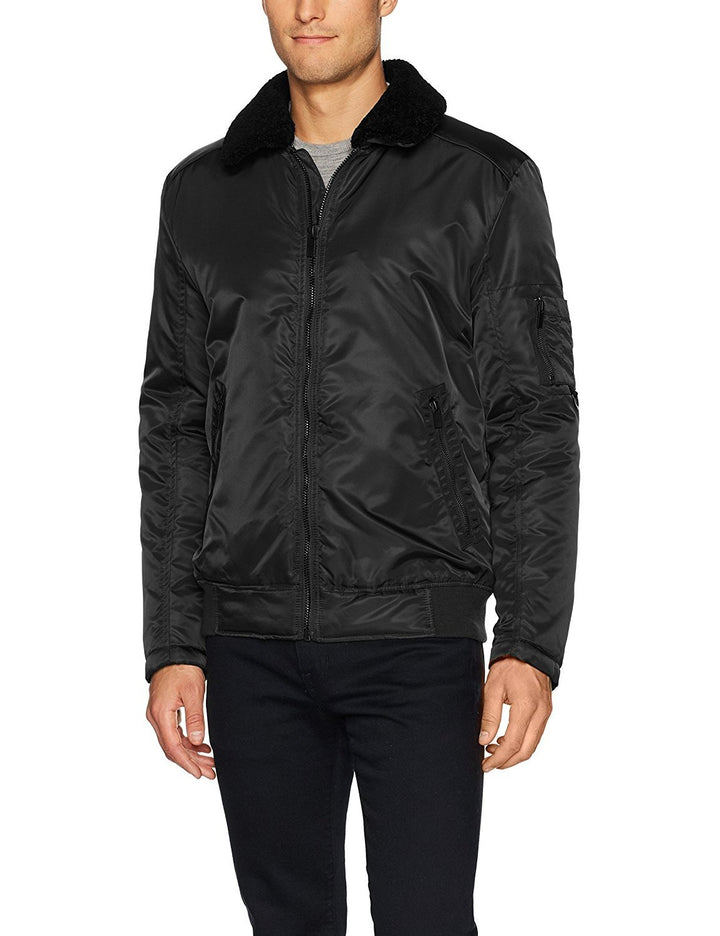 Kenneth Cole New York Men's Aviator Jacket with Removable Faux Sherpa Collar -  CLEARANCE - FINAL SALE