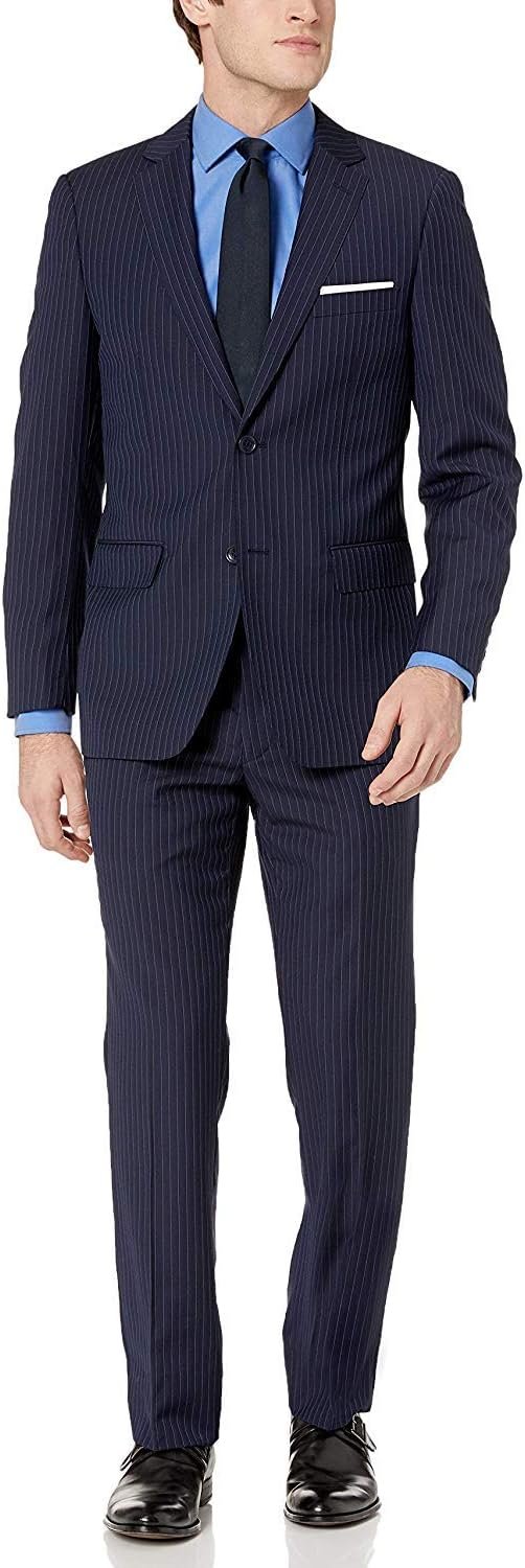 Adam Baker Men's Modern Fit 100% Wool Two-Piece Notch Lapel Suit