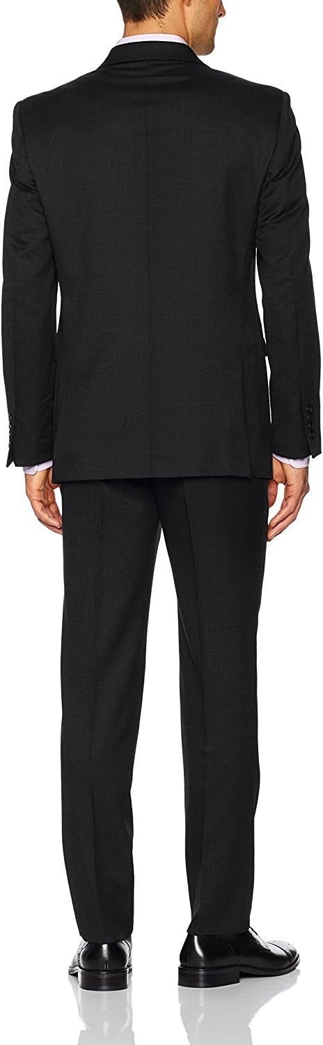 Men's Slim Fit 2-Piece Single Breasted Two Button Solid Wool Suit