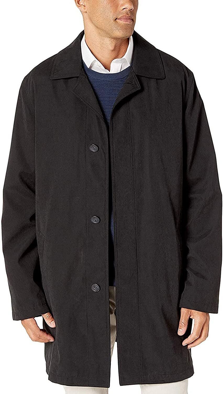 Adam Baker Men's Single Breasted Jacket 3/4 Length All Year Round Raincoat with Removable Liner