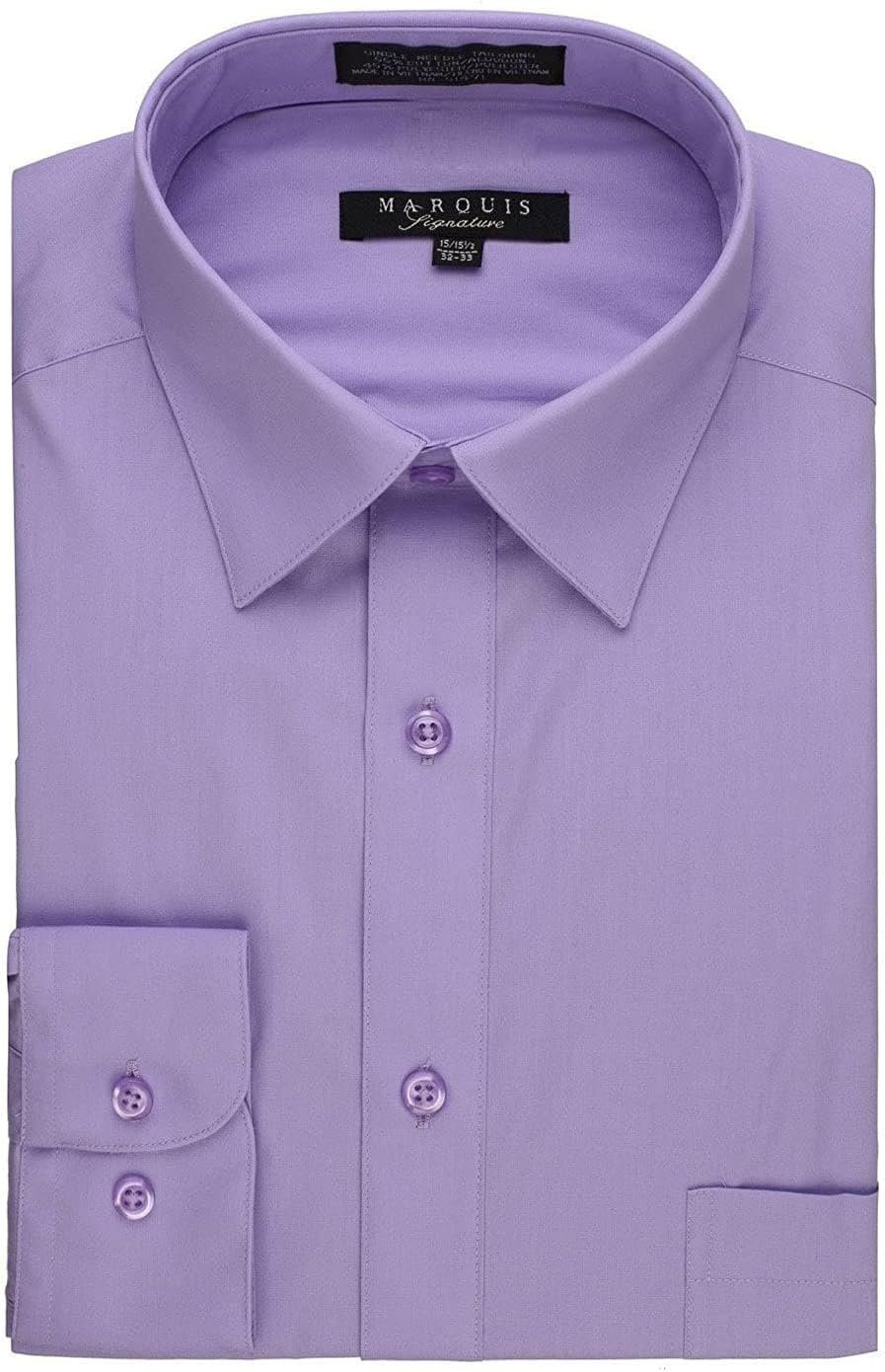 Marquis Men's Regular Fit Long Sleeve Wrinkle-Resistant Cotton Blend Solid Dress Shirt - Including Big and Tall