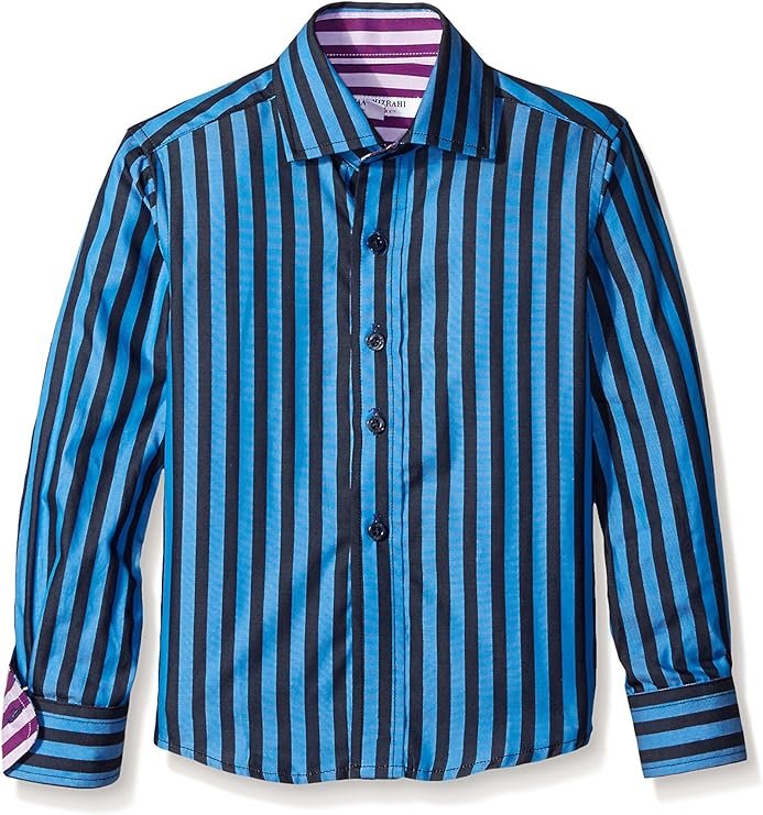 Isaac Mizrahi Boys Navy Chevron Long Sleeve Dress Shirt - SH9324