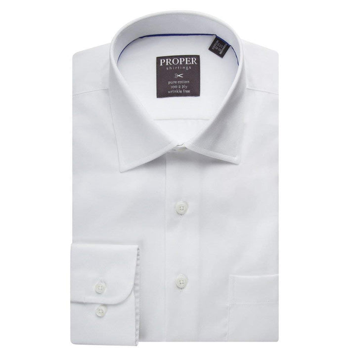 Proper Men's Regular Fit Wrinkle Free Solid Cotton Dress Shirt - Available in Colors