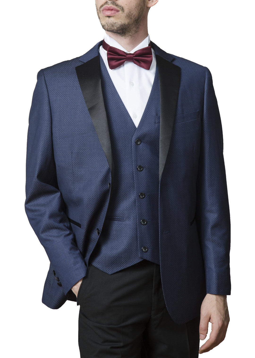 Adam Baker Men's 3-Piece (Jacket, Vets, Trousers) Slim Fit Patterned Tuxedo Suit Set CLEARANCE - FINAL SALE !!
