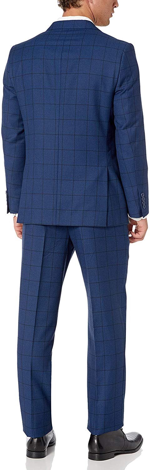 Adam Baker Men's Modern Fit 2-Piece Single Breasted Two Button Wool/Silk Blend Suit - Colors