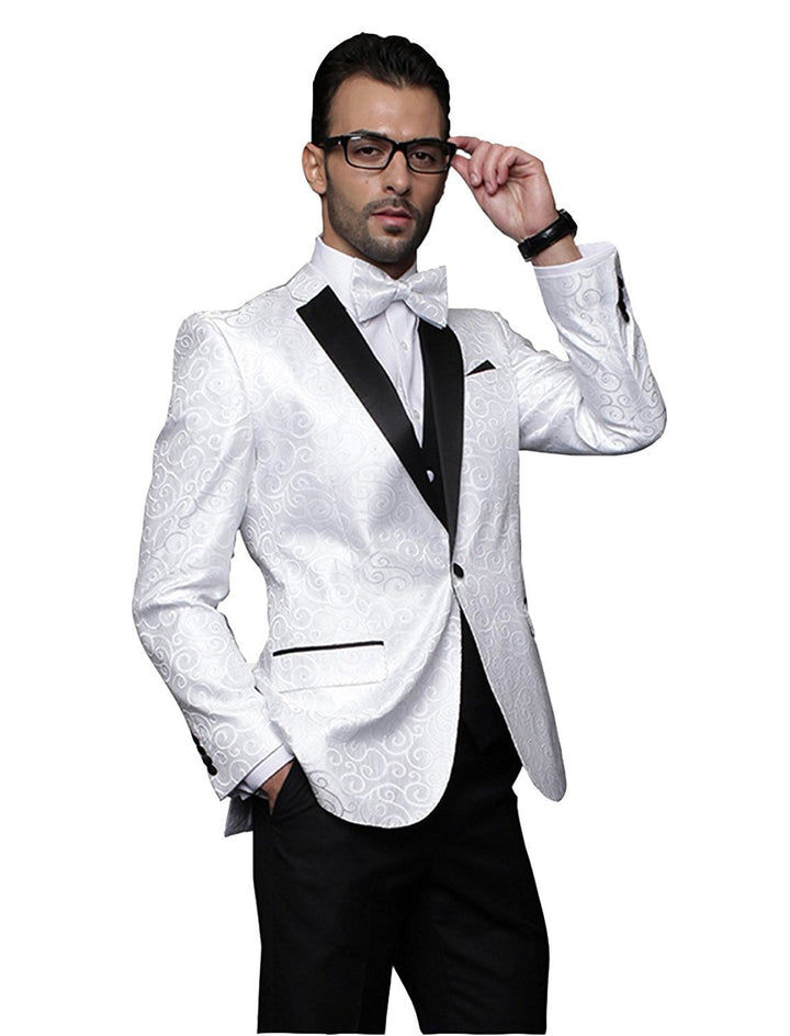 Statement Men's Paisley Design Modern Fit 3-Piece Luxury Tuxedo Suit Set - Colors - CLEARANCE, FINAL SALE!