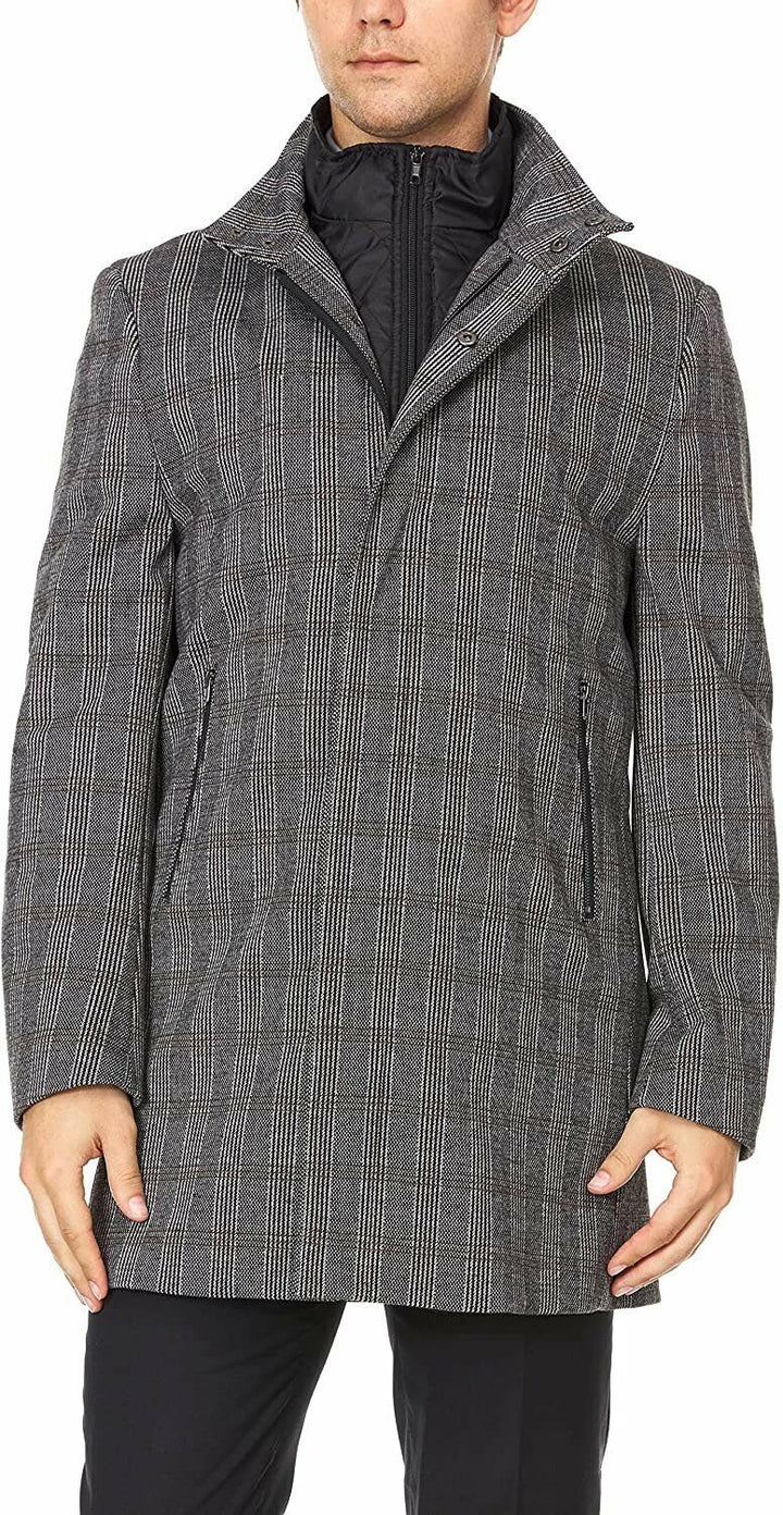 Adam Baker Men's Luxury All Weather Top Coat With Removable Quilted Bib Overcoat