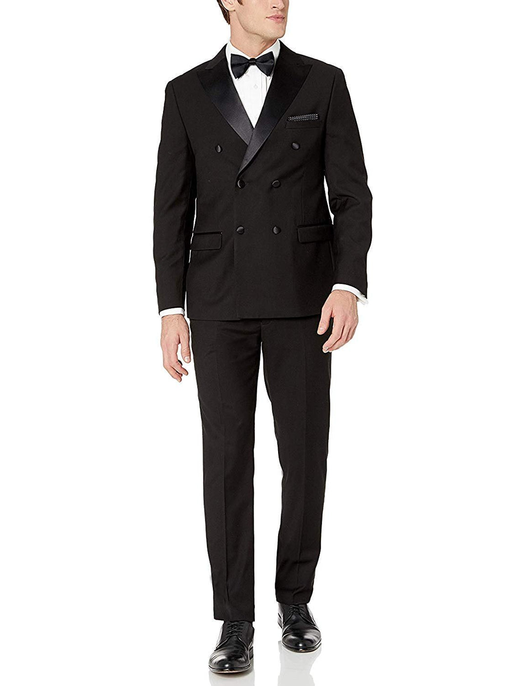 Adam Baker Men's Slim Fit One Button Satin Shawl Collar 2-Piece Tuxedo Suit - Available in Colors