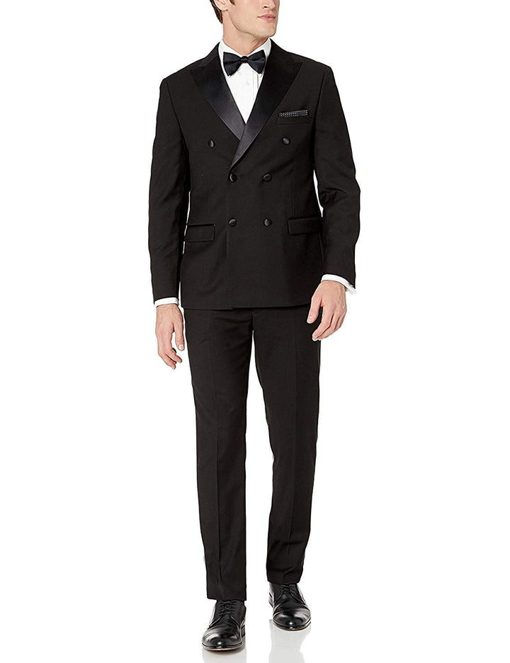 Adam Baker Men's Slim Fit One Button Satin Shawl Collar 2-Piece Tuxedo Suit - Available in Colors