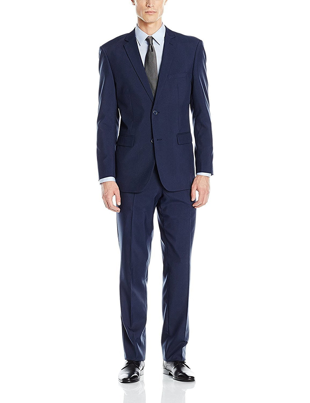 Adam Baker Men's Slim Fit Single Breasted 2-Piece 100% Wool Suit