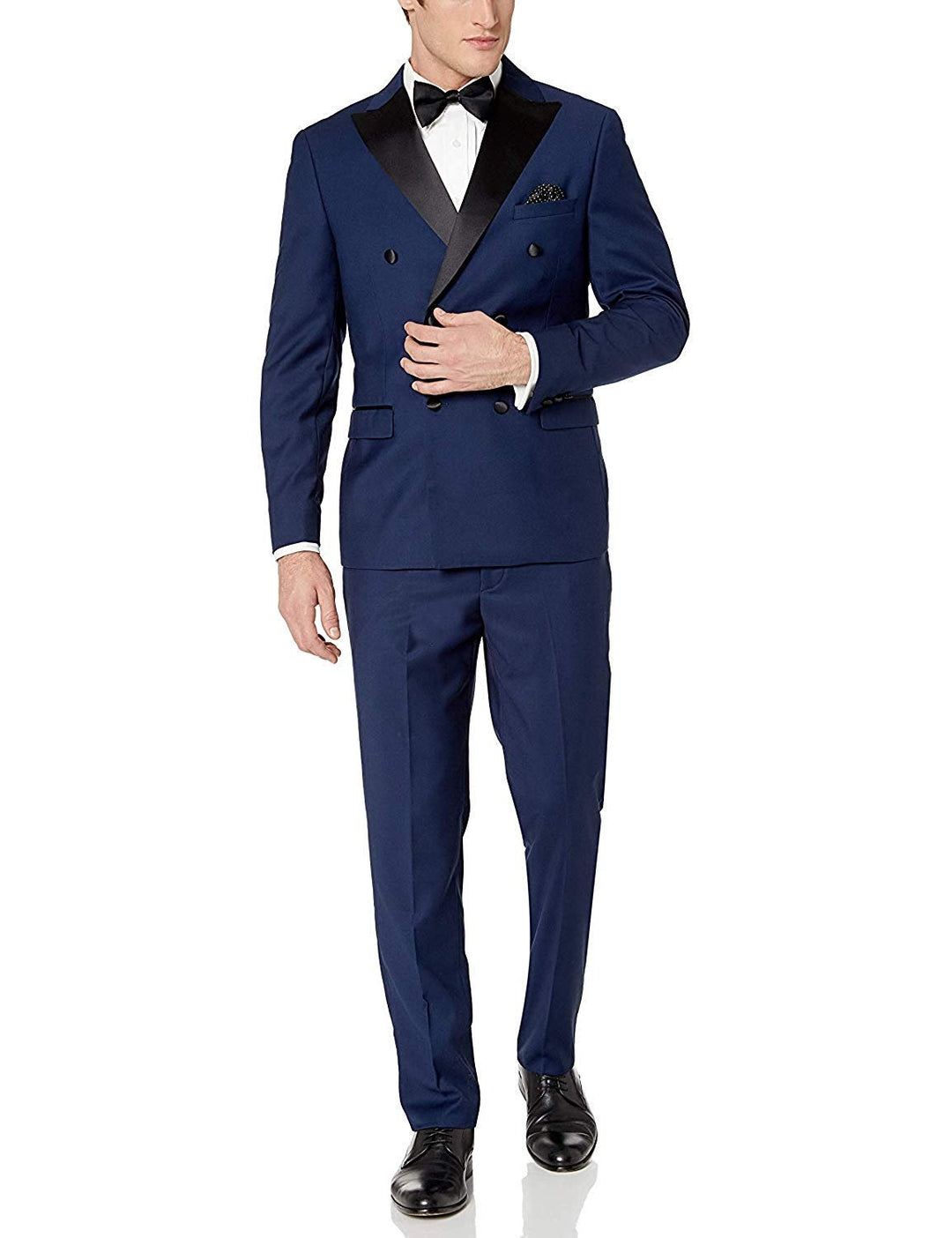 Adam Baker Men's Slim Fit One Button Satin Shawl Collar 2-Piece Tuxedo Suit - Available in Colors