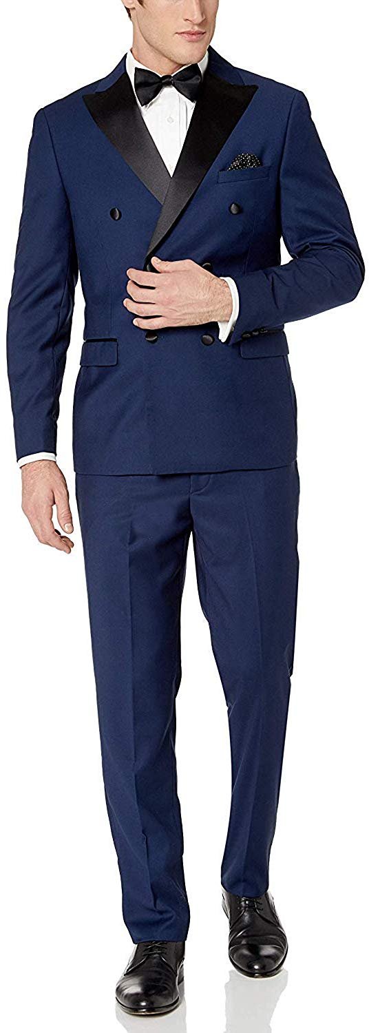 Adam Baker Men's Slim Fit One Button Satin Shawl Collar 2-Piece Tuxedo Suit - Available in Colors