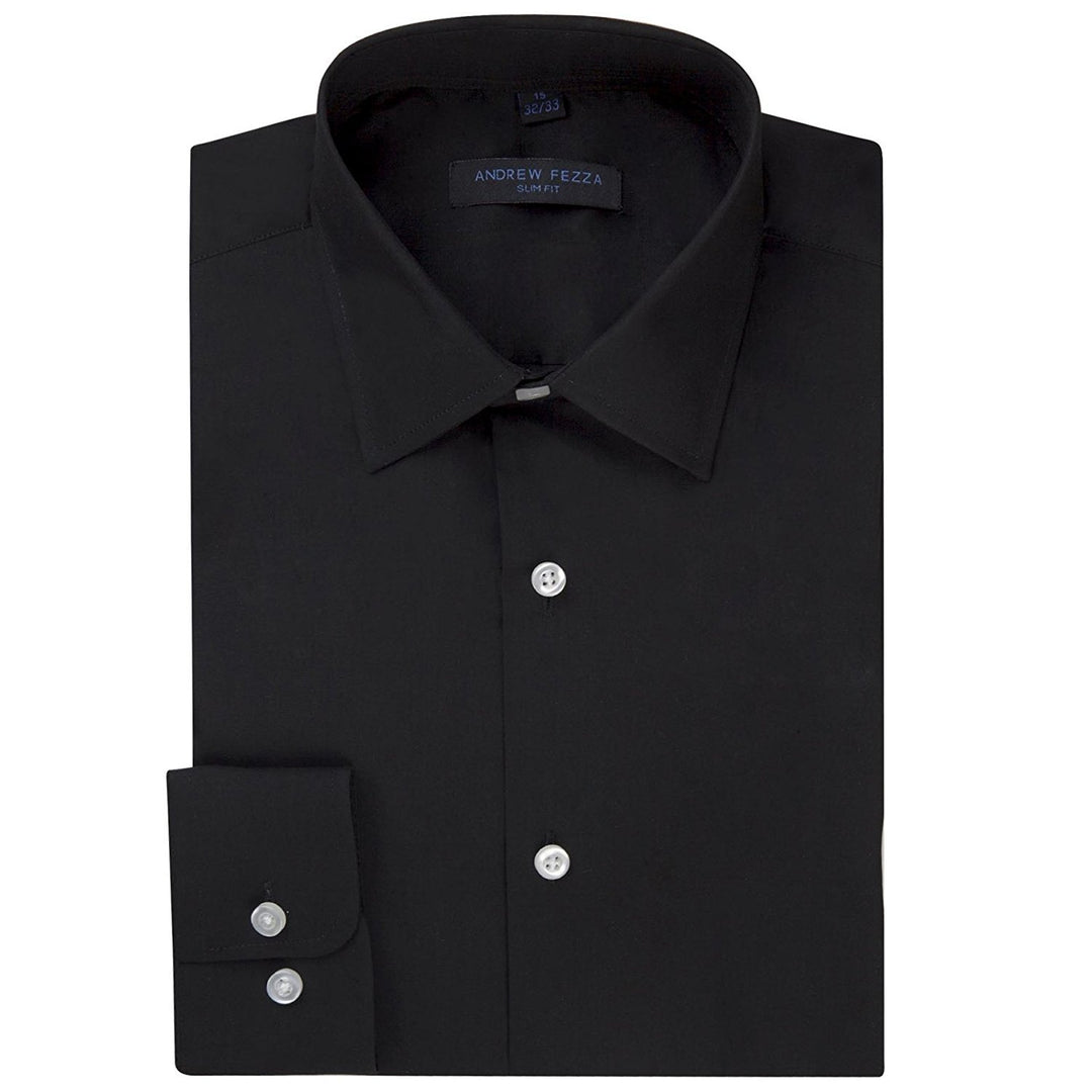 men's slim fit dress shirts clearance Andrew Fezza Men's Slim Fit Long Sleeve Solid Cotton Dress Shirt - CLEARANCE