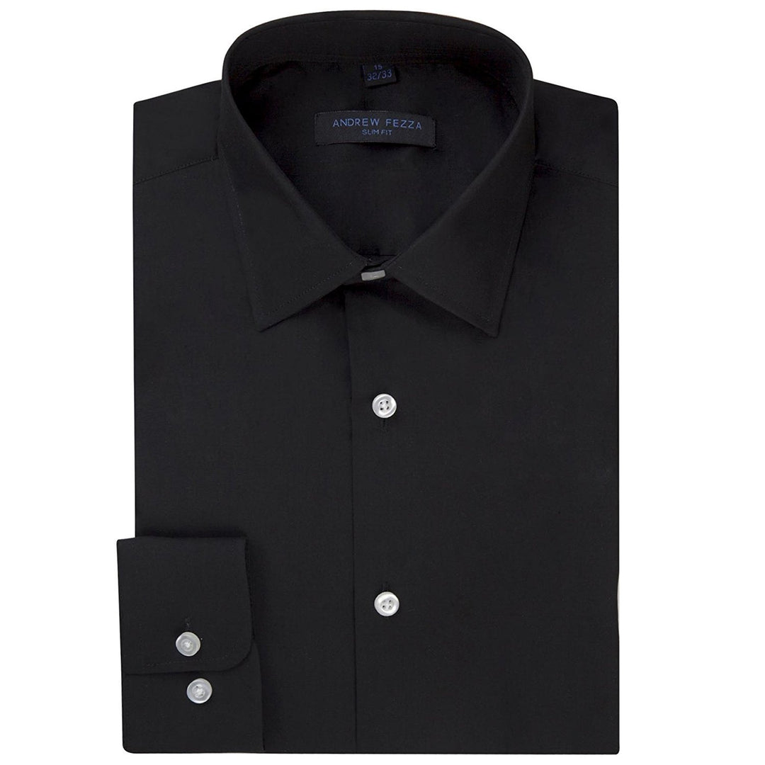 Andrew Fezza Men's Slim Fit Long Sleeve Solid Cotton Dress Shirt - CLEARANCE - FINAL SALE