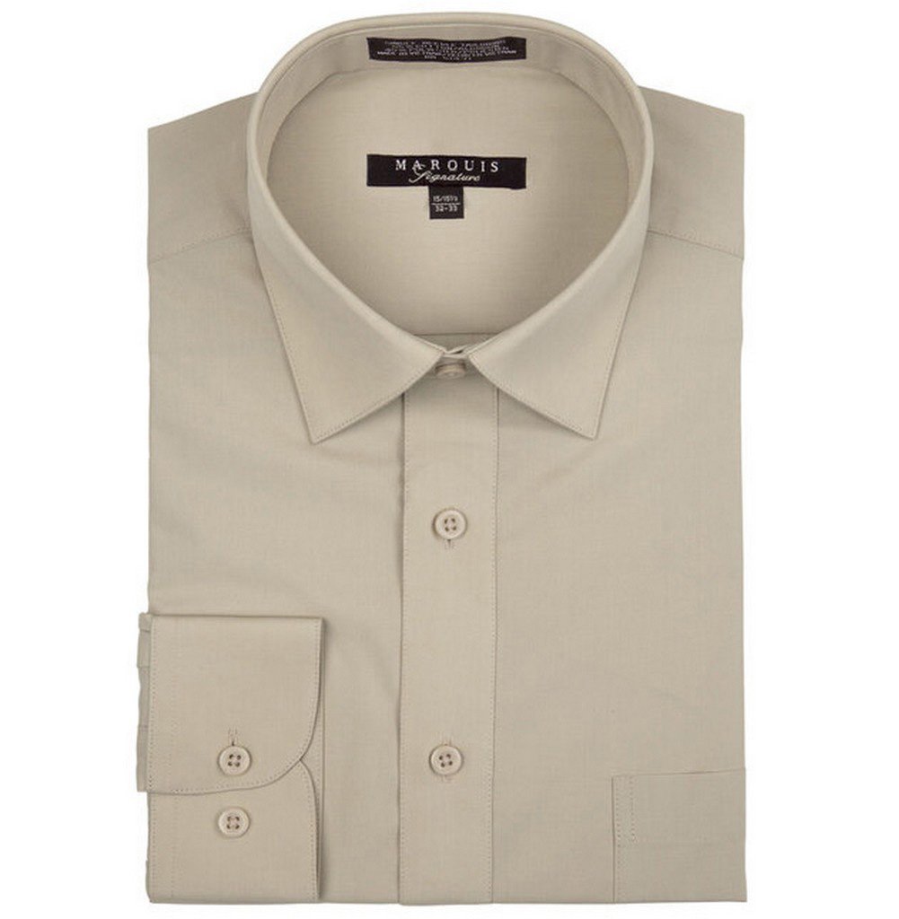 Marquis Men's Regular Fit Long Sleeve Wrinkle-Resistant Cotton Blend Solid Dress Shirt - Including Big and Tall