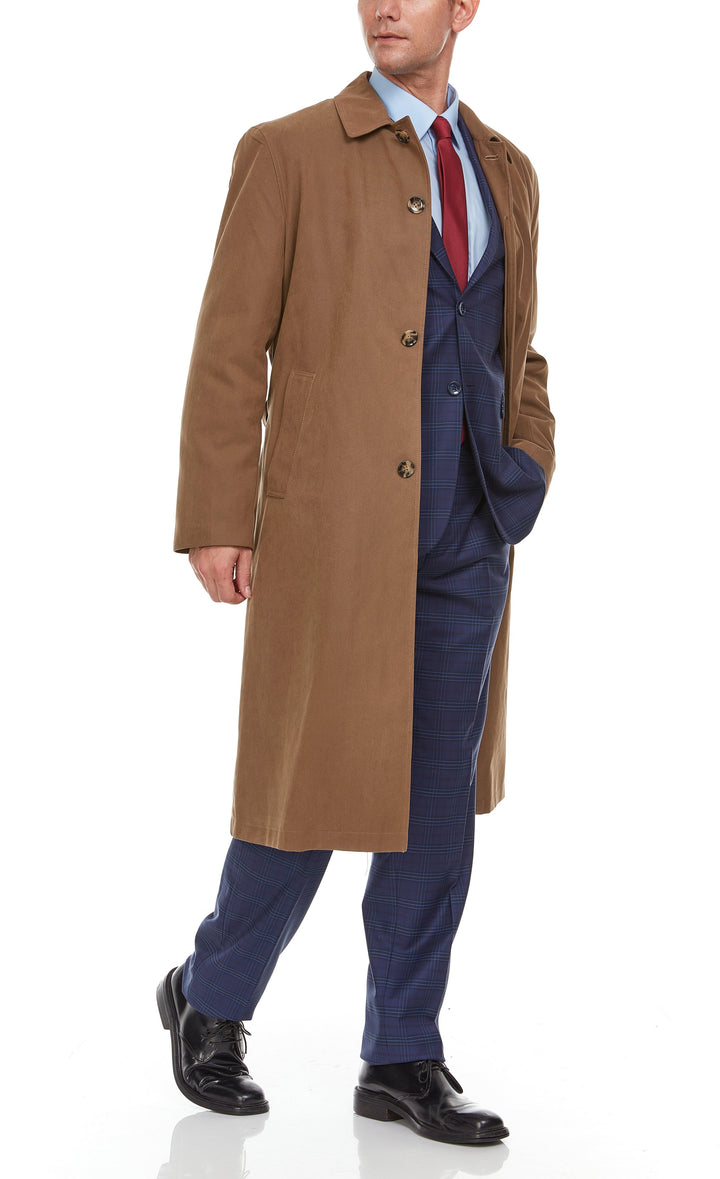 Adam Baker Men's Single Breasted Full Length Trench Coat All Year Round Raincoat