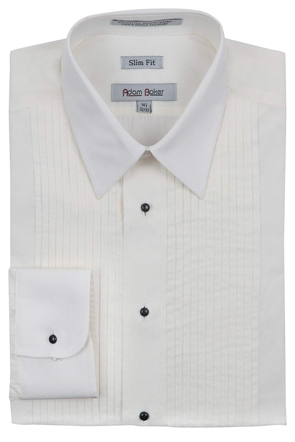 Adam Baker Men's Slim Fit Convertible Cuff Laydown Collar Formal Tuxedo Shirt - Colors