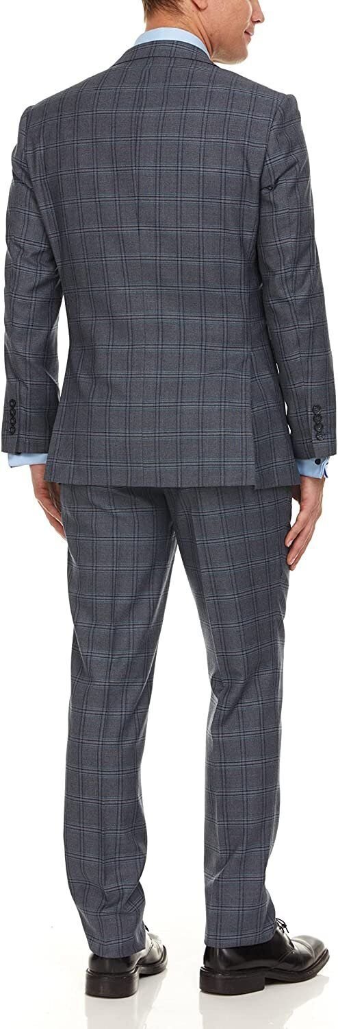 Adam Baker Men's Ultra Slim Fit 3-Piece (Jacket, Vets, Trousers) Vested Suit Set