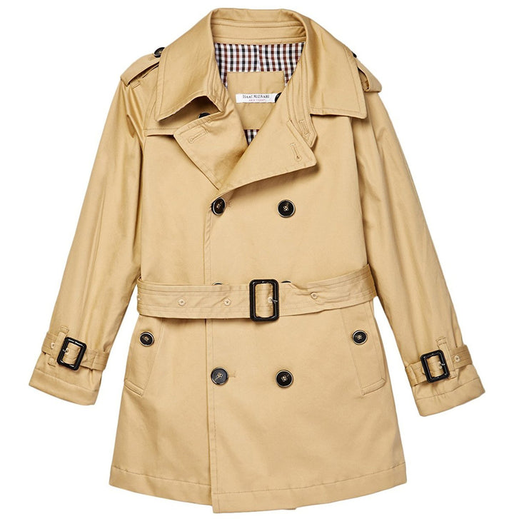 Isaac Mizrahi Boy’s Double Breasted Belted Trench Coat-Raincoat - CLEARANCE - FINAL SALE