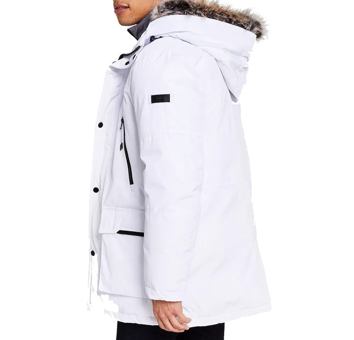 Michael Kors Men's Parka Jacket with Faux Fur Trim