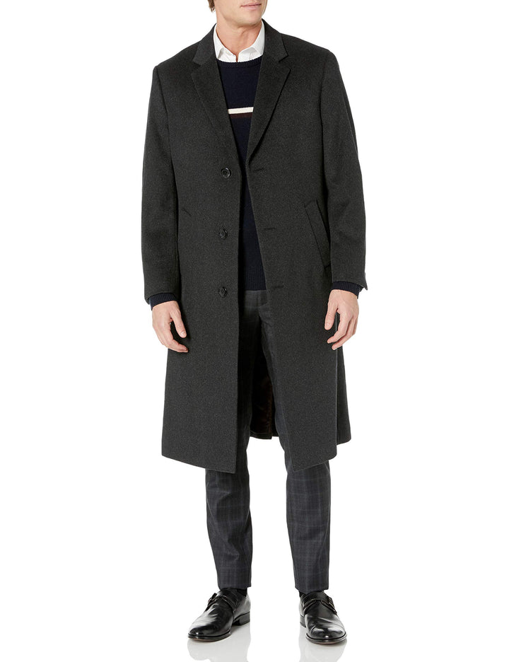 Adam Baker Men's Single Breasted Luxury Wool Full Length Topcoat - Available in Colors