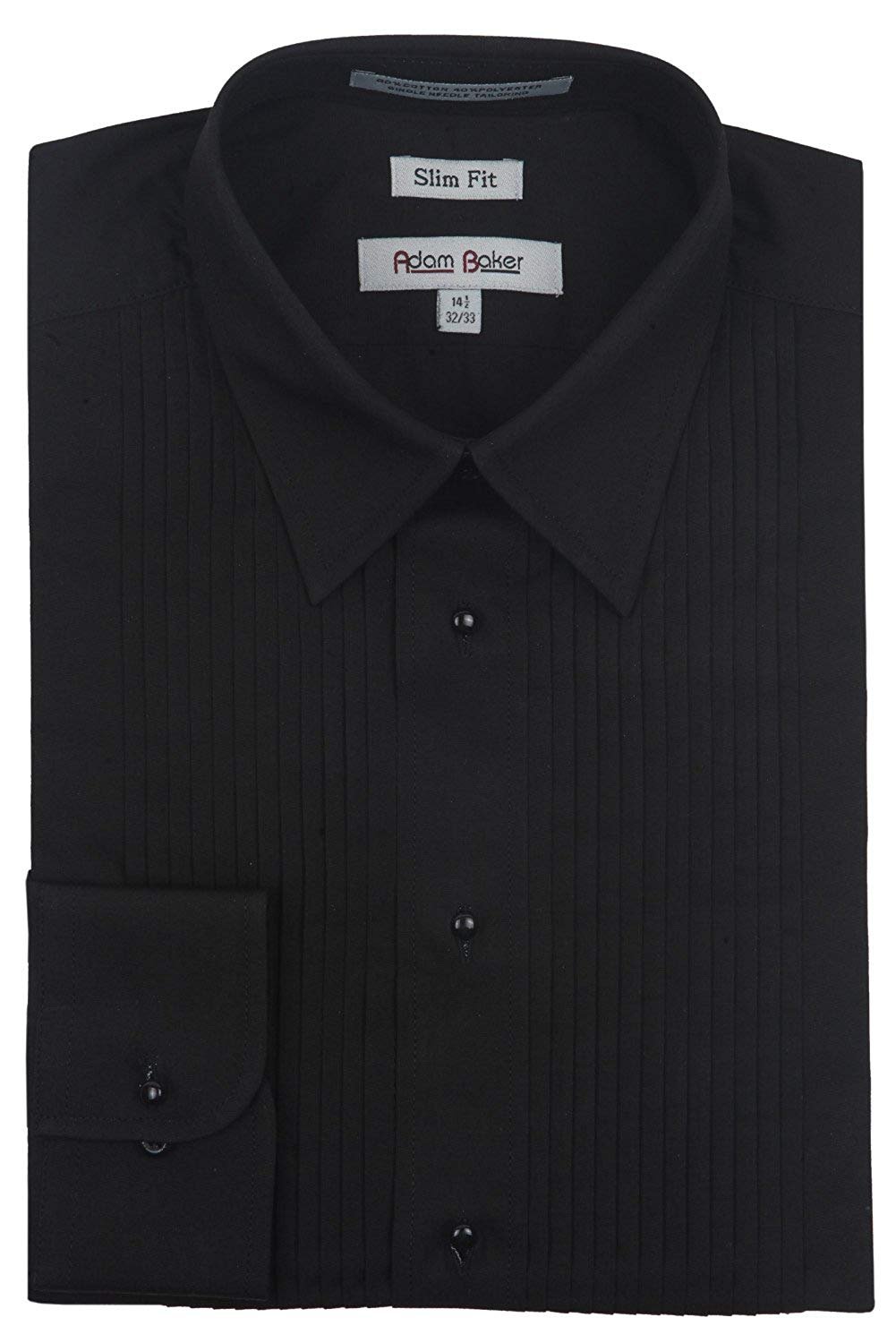 Adam Baker Men's Slim Fit Convertible Cuff Laydown Collar Formal Tuxedo Shirt - CLEARANCE - FINAL SALE