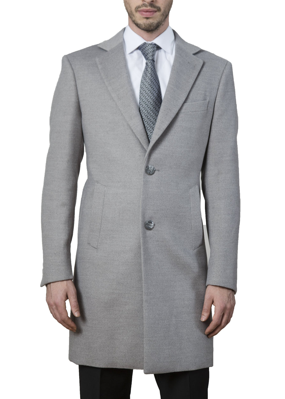 Adam Baker Men's Modern Fit 3/4 Length Overcoat Single Breasted Luxury Cashmere-Feel Top Coat