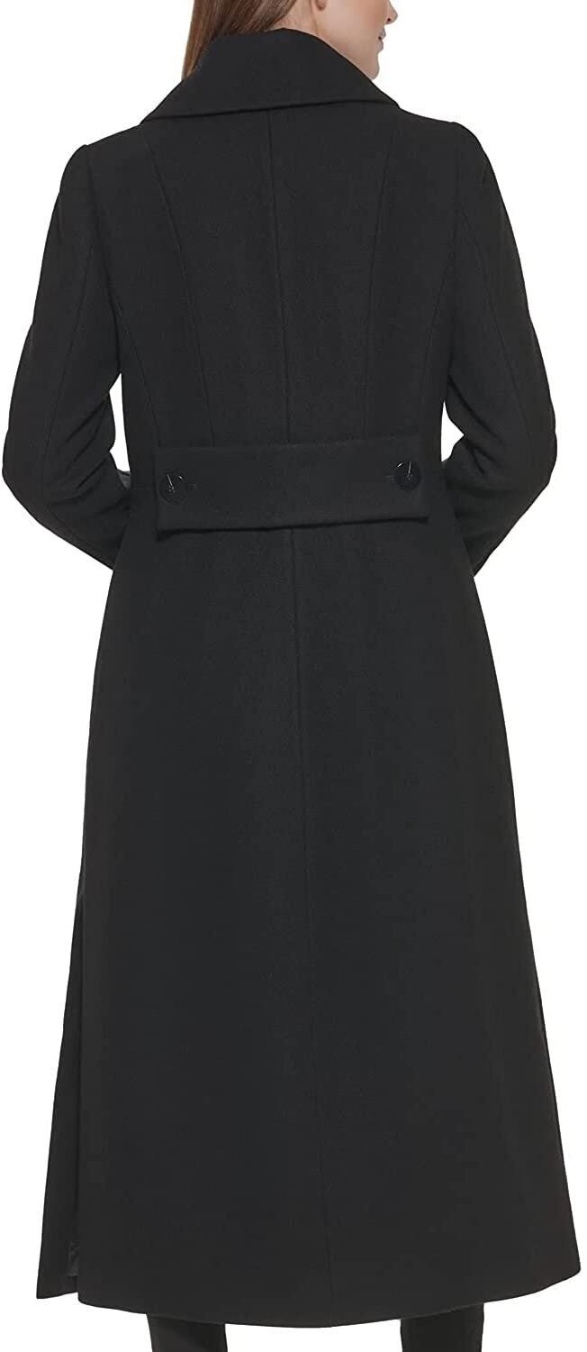 Kenneth Cole New York Womenâ€™s Double-Breasted Wool-Blend Full Length Peacoat