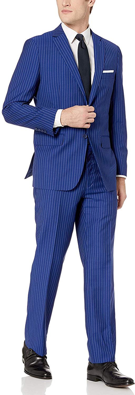 Adam Baker Men's Modern Fit 100% Wool Two-Piece Notch Lapel Suit