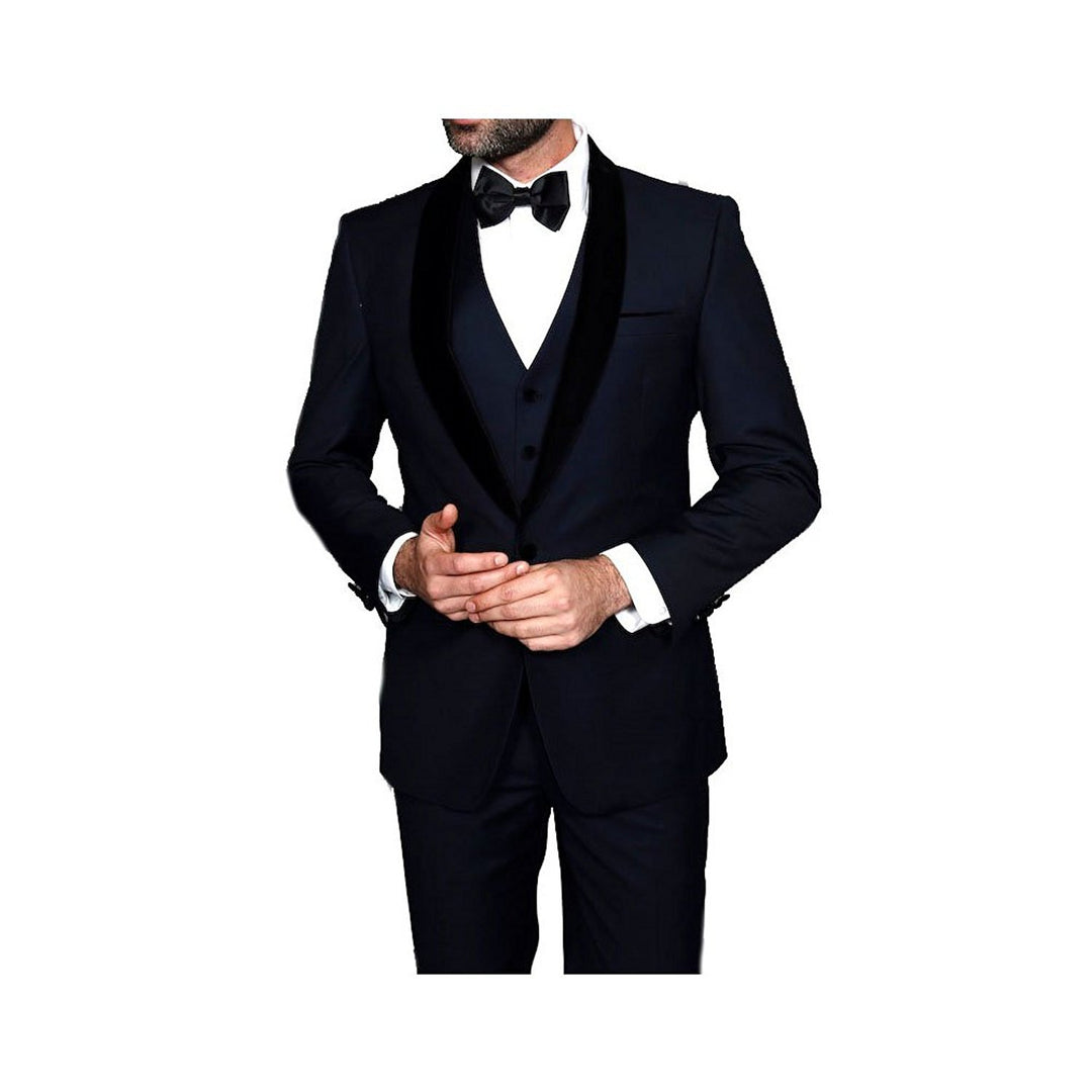 Statement Men's Modern Fit 3 Piece Velvet Shawl Collar Formal Tuxedo Suit Set - CLEARANCE - FINAL SALE !!
