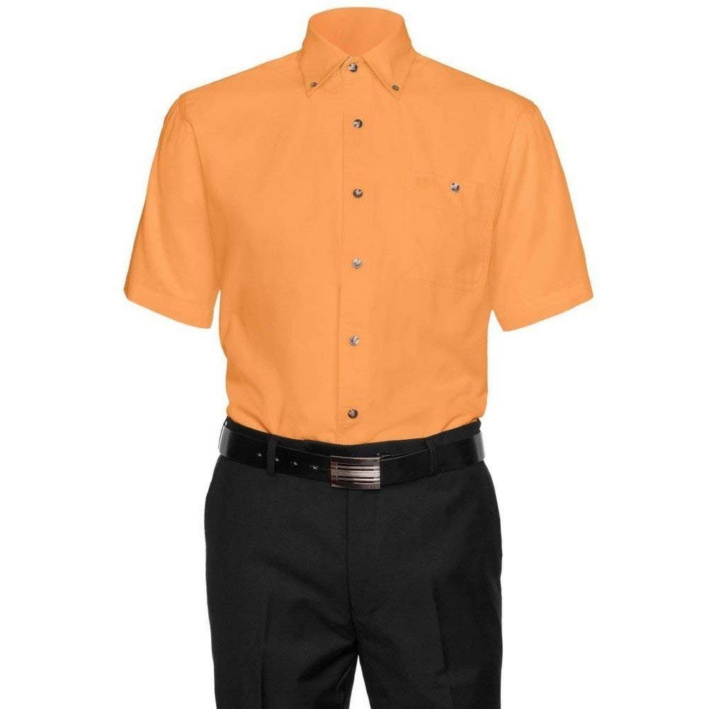 AKA Mens 100% Cotton Button Down Short Sleeve Dress Shirt - Colors