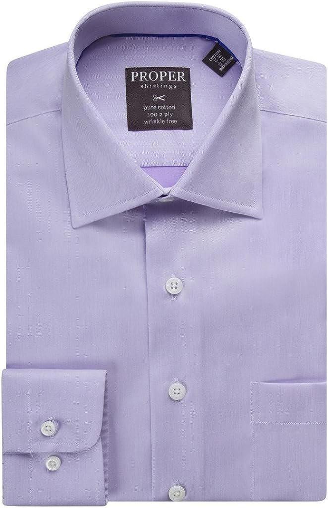 Proper Men's Regular Fit Wrinkle Free Solid Cotton Dress Shirt - Available in Colors Purple / 14.5" Neck 32/33" Sleeve Proper Men's Regular Fit Wrinkle Free Solid Cotton Dress Shirt - Available in Colors Purple / 14.5" Neck 32/33" Sleeve