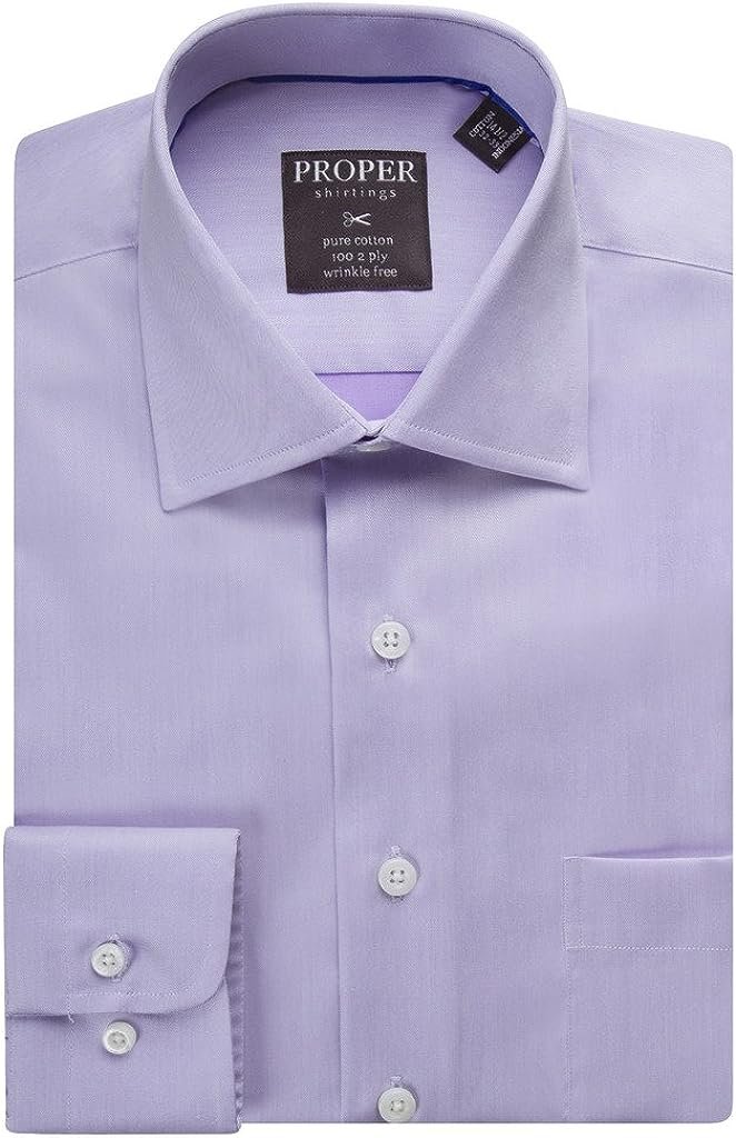 Proper Men's Regular Fit Wrinkle Free Solid Cotton Dress Shirt - Available in Colors