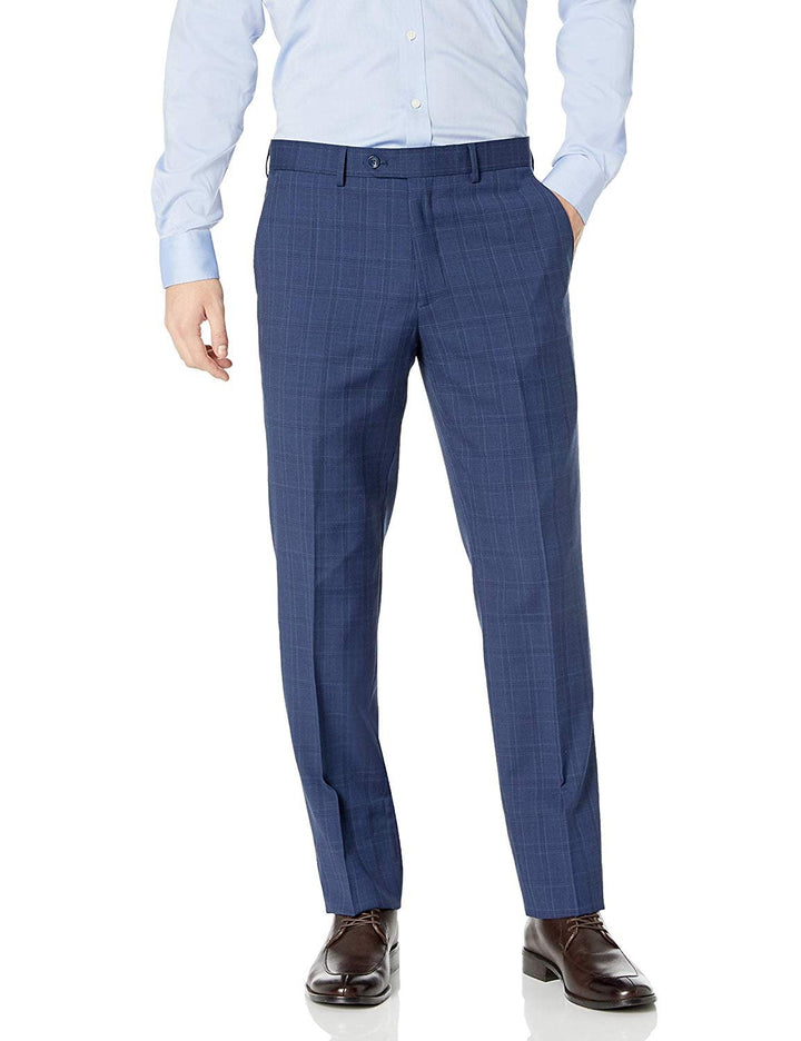 Adam Baker Men's 100% Wool Portly Fit Two-Piece Solid Suit Set - Colors
