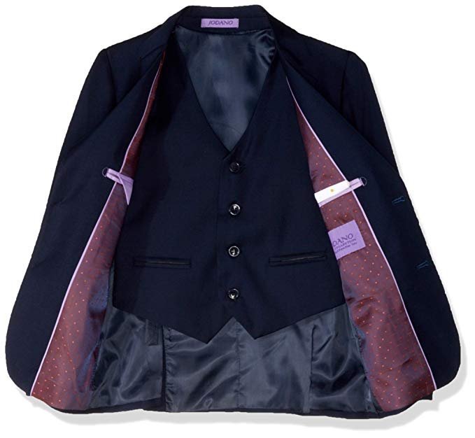Jodano Boy's Formal 3 Piece (Jacket Vest Pants) Natural Stretch Slim Fit Dress Suit Set