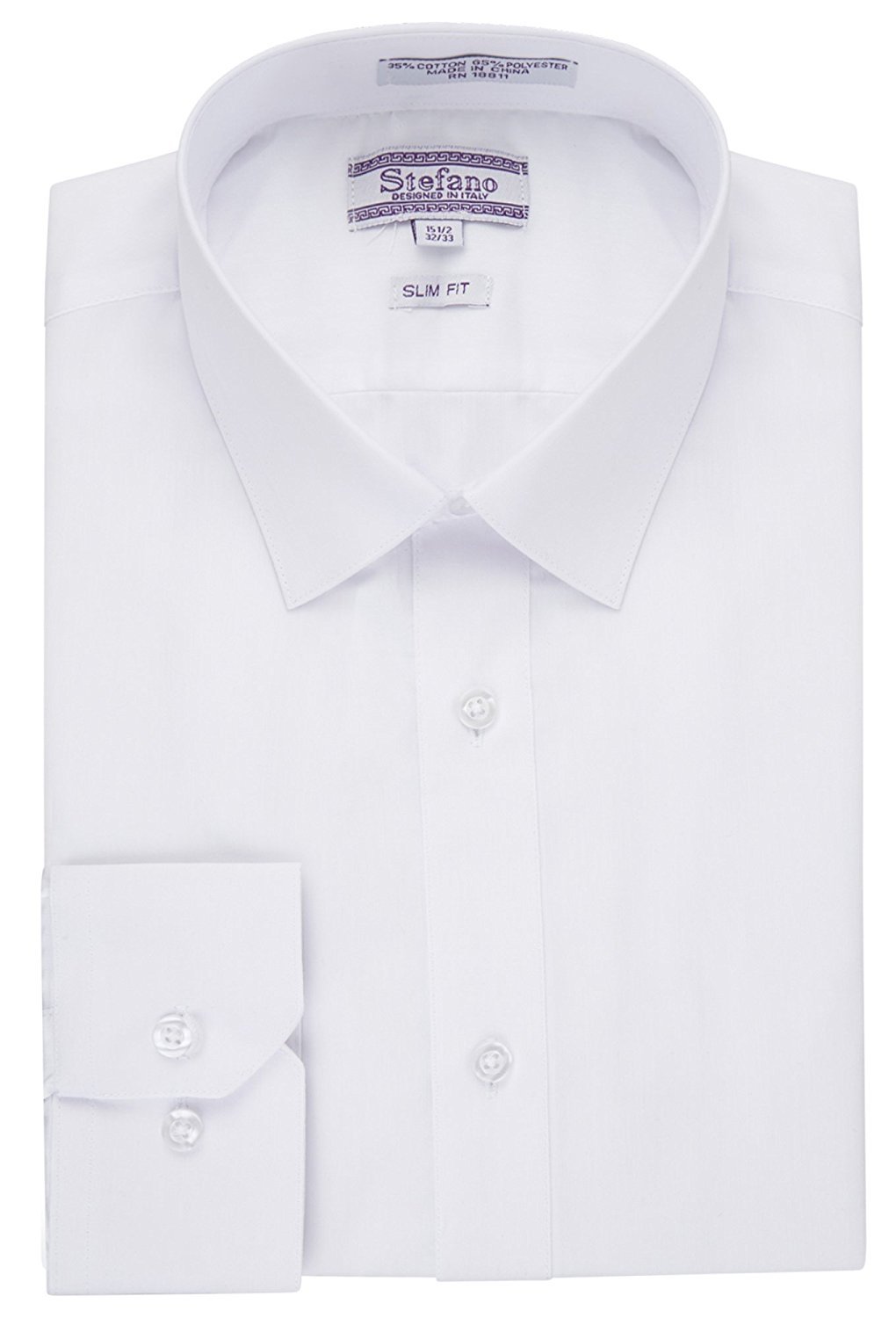 Stefano Men's Slim Fit Solid Poplin Dress Shirt - CLEARANCE - FINAL SALE