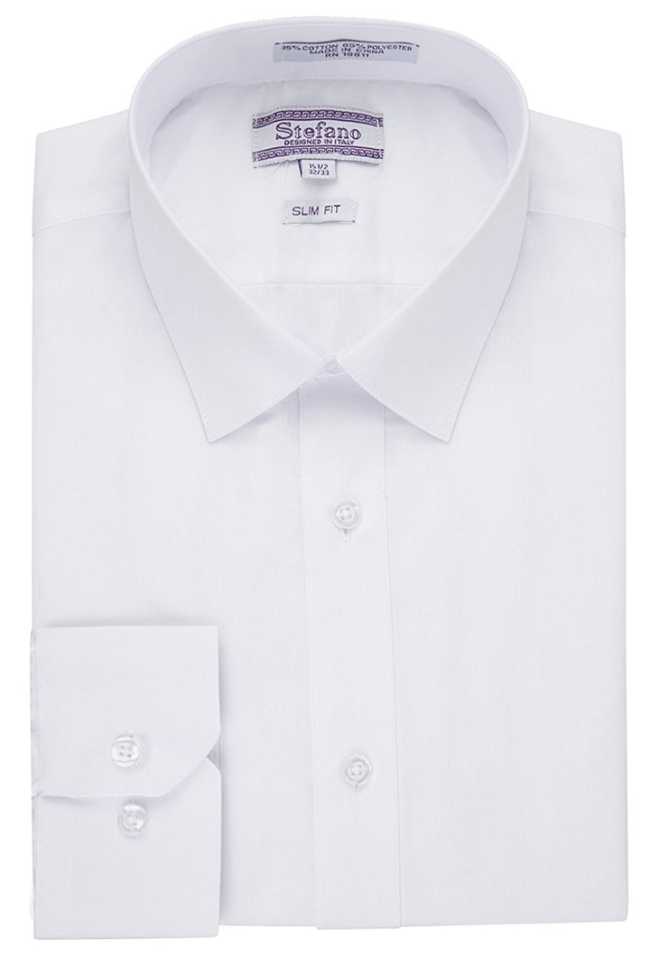 Stefano Men's Slim Fit Solid Poplin Dress Shirt - CLEARANCE - FINAL SALE