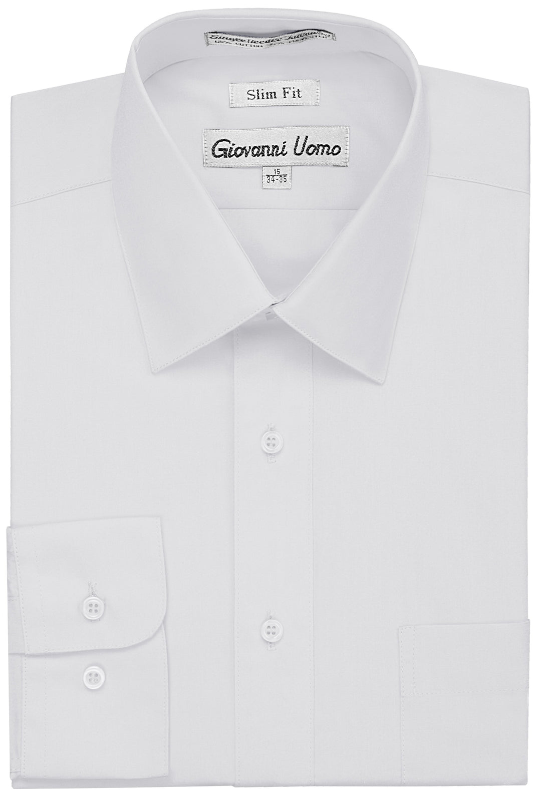 Gentlemens Collection Men's Slim  Fit Long Sleeve Solid Dress Shirt