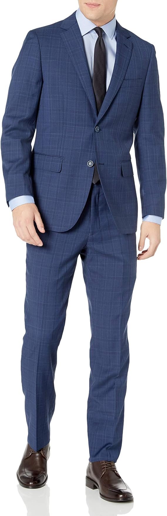 Adam Baker Men's Modern Fit 100% Wool Two-Piece Notch Lapel Suit