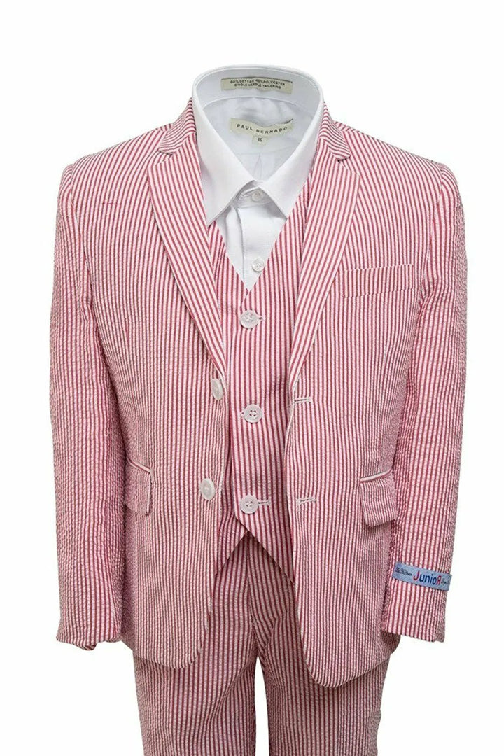 ART HOFFMAN BOY'S REGULAR FIT 3-PIECE STRIPED LINEN SUIT SET - CLEARANCE, FINAL SALE!