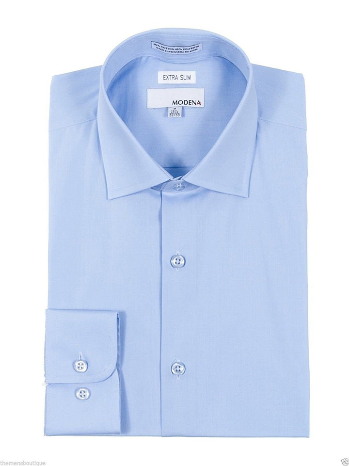 Modena Men's Extra Slim Fit Long Sleeve Solid Dress Shirt - Colors