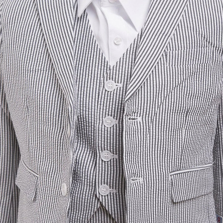 ART HOFFMAN BOY'S REGULAR FIT 3-PIECE STRIPED LINEN SUIT SET - CLEARANCE, FINAL SALE!