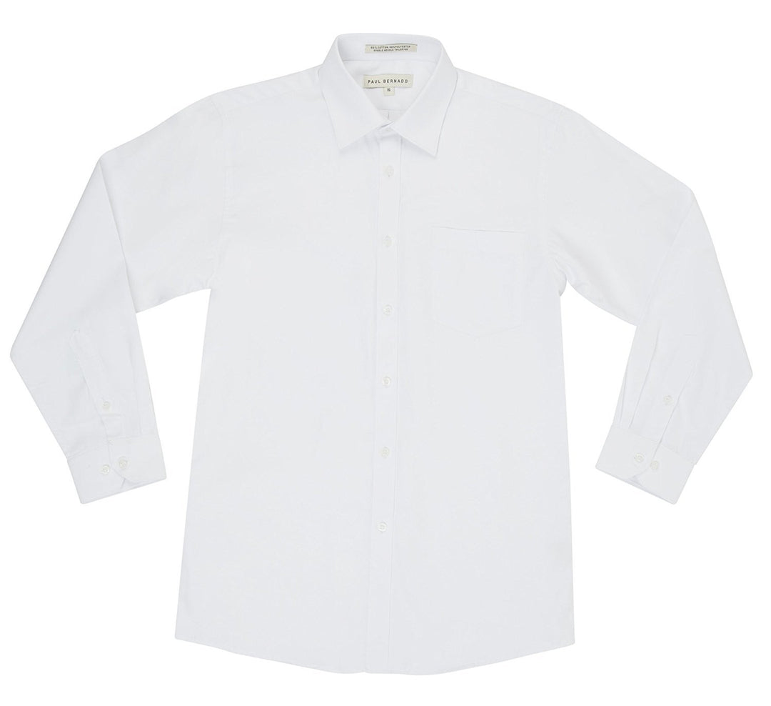 Paul Bernado Boy's Long Sleeve Pique Design Dress Shirt - Regular & Husky - CLEARANCE - FINAL SALE