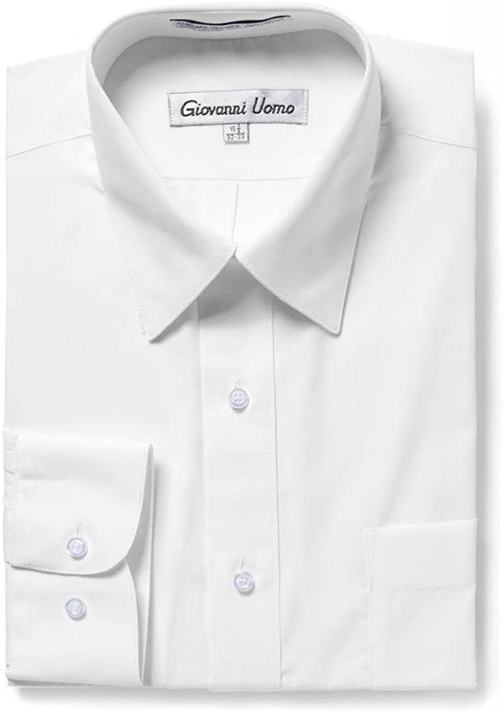 Gentlemens Collection Men's Regular Fit Long Sleeve Solid Dress Shirt