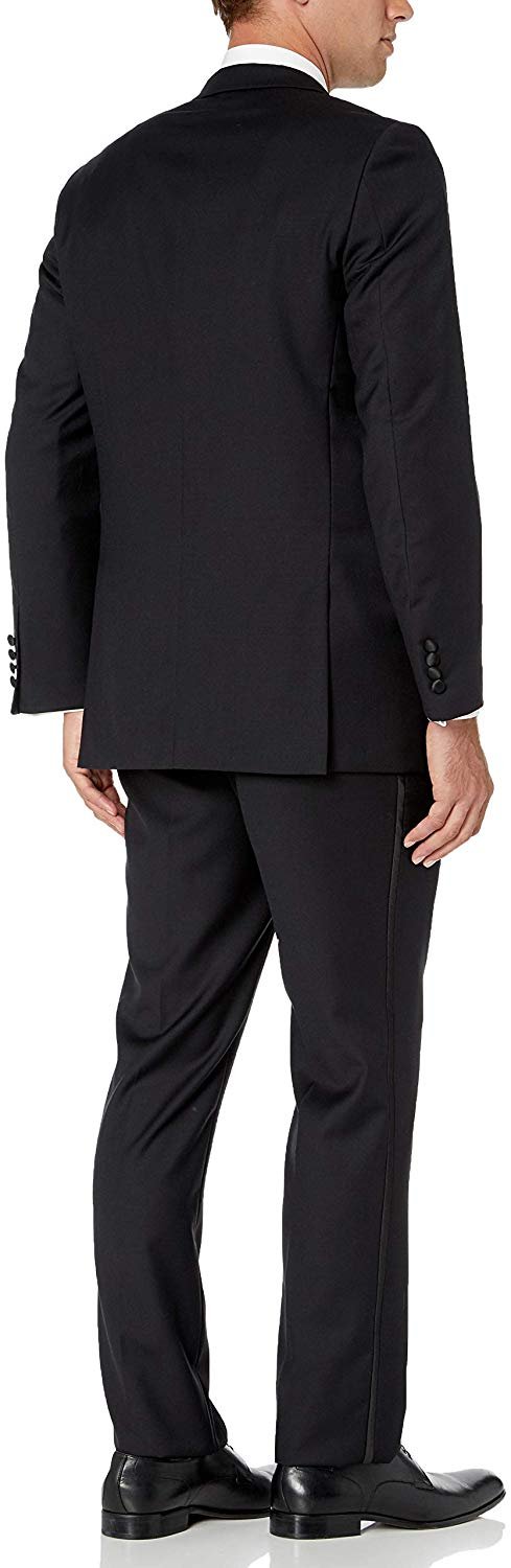 Men's Regular Fit 100% Wool 1-Button Peak Lapel Two-Piece Tuxedo Suit