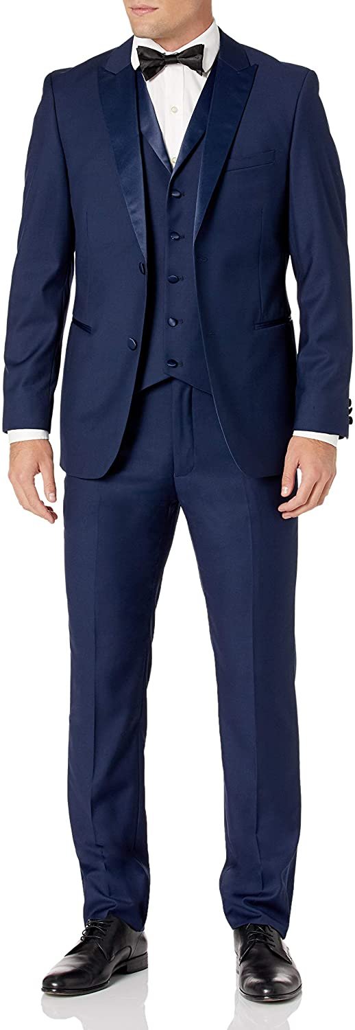 Adam Baker Men's 3 Piece Slim Fit Peak Lapel Tuxedo Suit Set