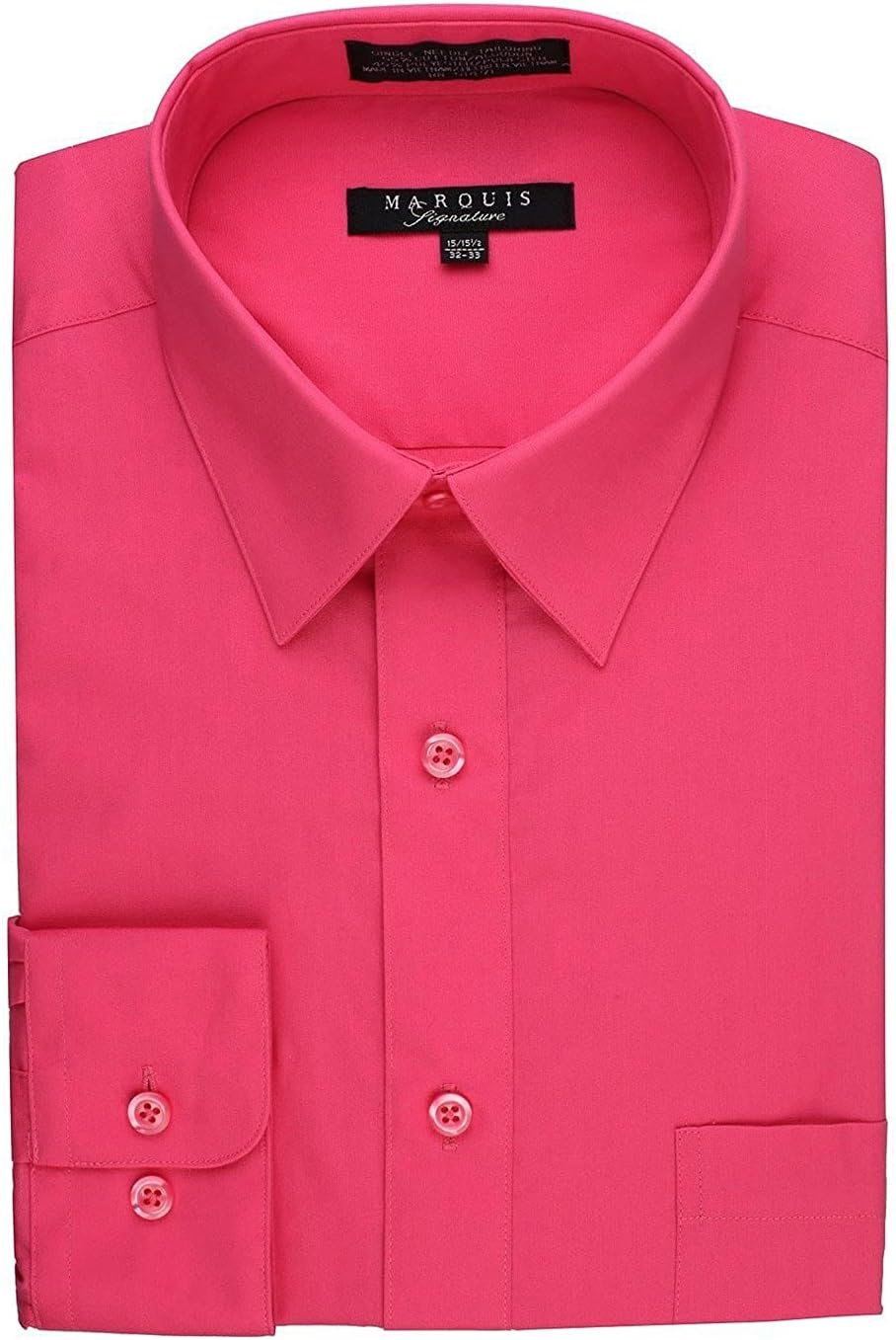 Marquis Men's Regular Fit Long Sleeve Wrinkle-Resistant Cotton Blend Solid Dress Shirt - Including Big and Tall