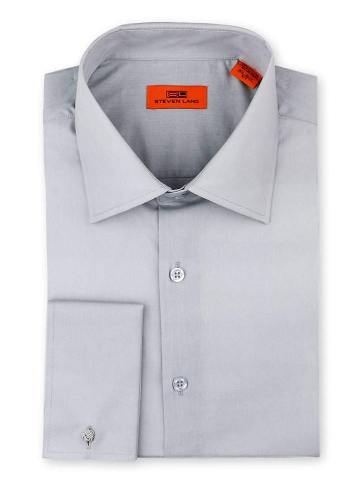 Steven Land Men's Signature Solid Poplin Dress Shirt 100% Cotton French Cuff Also Available Big and Tall - CLEARANCE - FINAL SALE