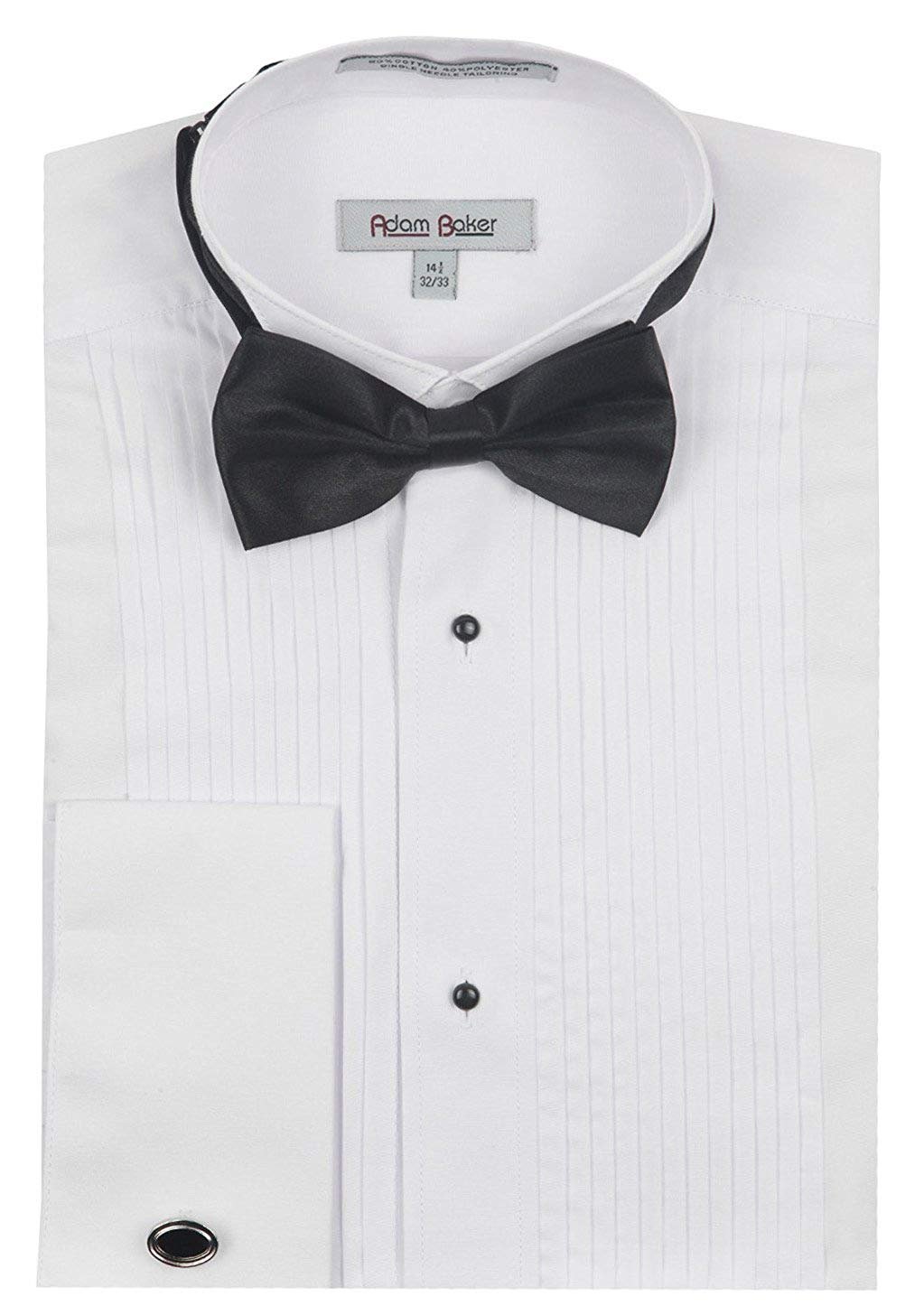 Adam Baker Men’s Regular & Slim Fit Wingtip Collar French Cuff Formal Tuxedo Shirt (Bowtie & Cufflinks Included) - CLEARANCE -  FINAL SALE
