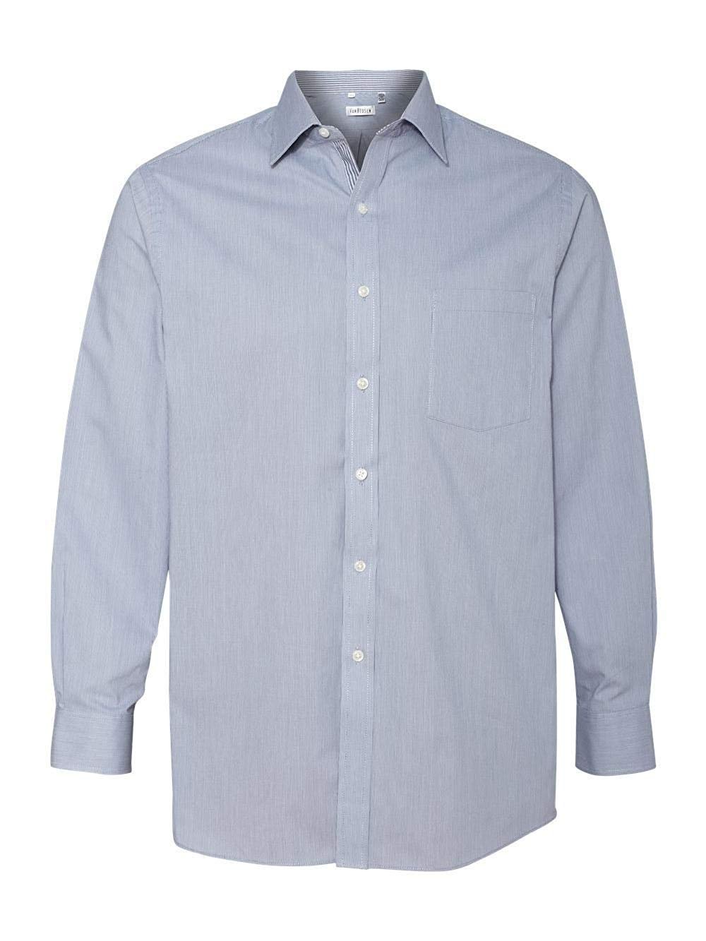 Van Heusen 13V0235 Men Long Sleeve Easy Care Feather Stripe Dress Shirt French Grey S Van Heusen 13V0235 Men Long Sleeve Easy Care Feather Stripe Dress Shirt French Grey S